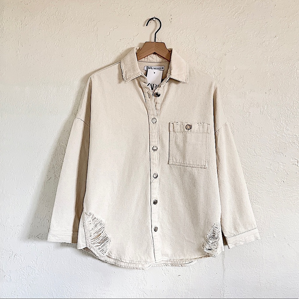 Zara Ripped Oversized Overshirt